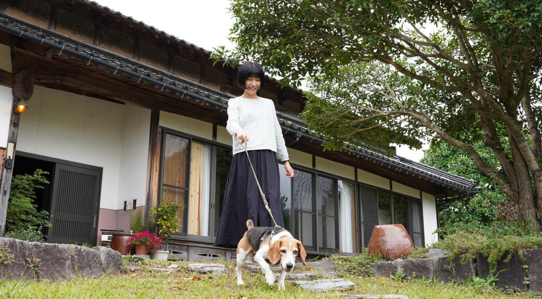 看板犬・かぐらちゃんと散歩に出かける
